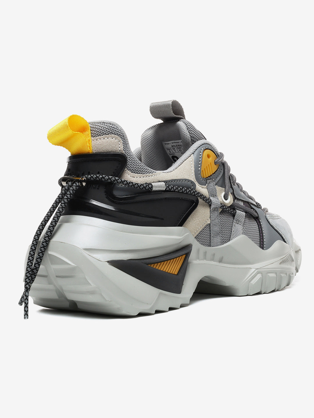 Rear view of Rocket Boost Grey Sneakers – Funky casual designer shoes for men